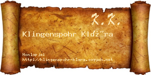 Klingenspohr Klára névjegykártya